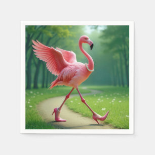 Flamingo Wearing High Heels and Pearls Napkins