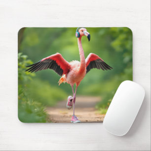 Flamingo Wearing Pink Sneakers and High-tops Mouse Pad
