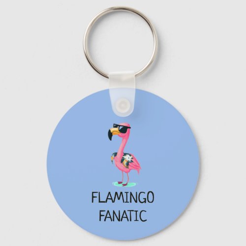 Flamingo wearing sunglasses keychain