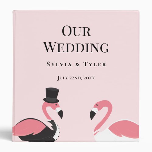 Flamingo Wedding Album 3 Ring Binder