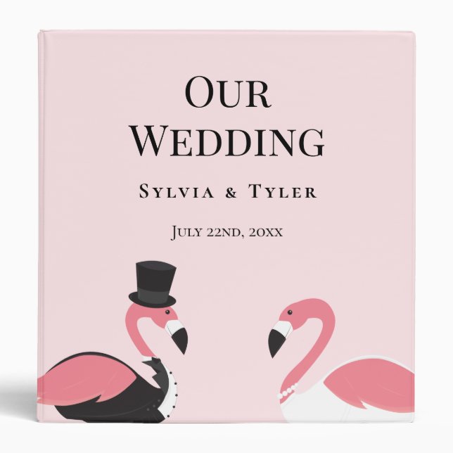 Flamingo Wedding Album 3 Ring Binder (Front)