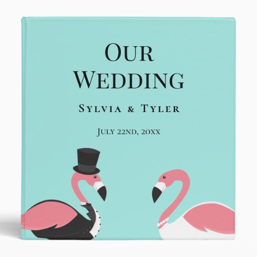 Flamingo Wedding Album 3 Ring Binder