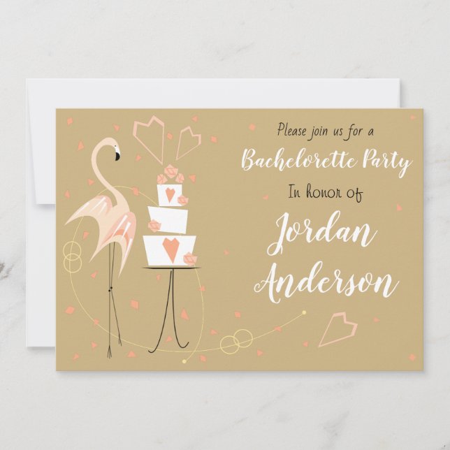 Flamingo Wedding Bachelorette Party landscape Invitation (Front)