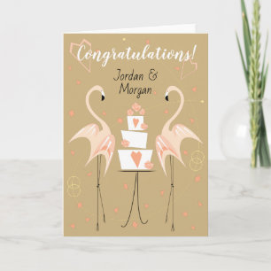 Flamingo Wedding Congratulations Names Card