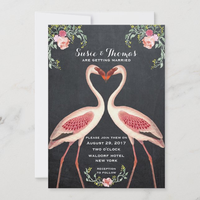 Flamingo wedding invitation chalkboard (Front)