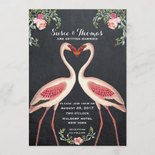 Flamingo wedding invitation chalkboard