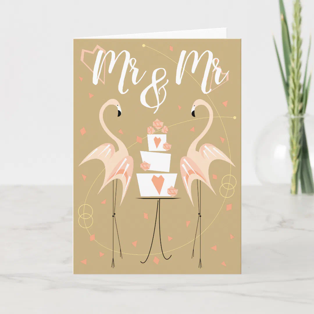 Flamingo Wedding Mr & Mr Card
