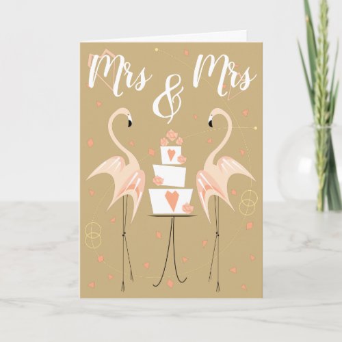 Flamingo Wedding Mrs  Mrs Text Card
