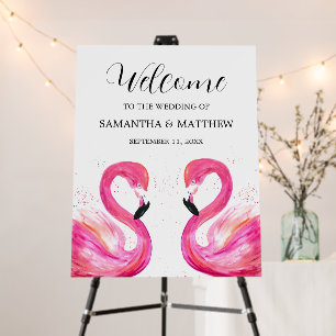 Flamingo Wedding Pink Birds Tropical Welcome Sign