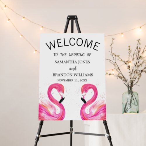 Flamingo Wedding Pink Birds Tropical Welcome Sign 
