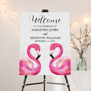 Flamingo Wedding Pink Birds Tropical Welcome Sign 