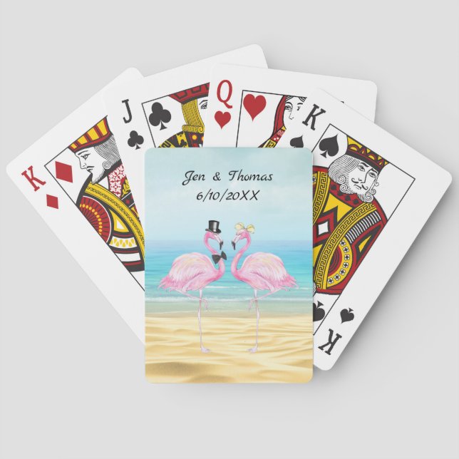 Flamingo Wedding Playing Cards (Back)