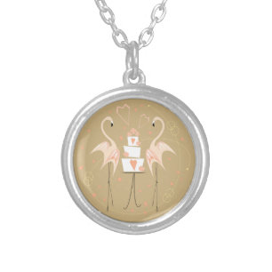 Flamingo Wedding round necklace