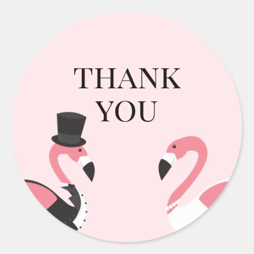 Flamingo Wedding Thank You Classic Round Sticker