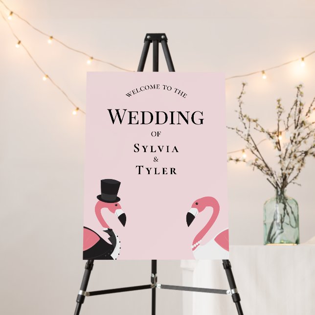 Flamingo Wedding Welcome Foam Board (In Situ (Stand))