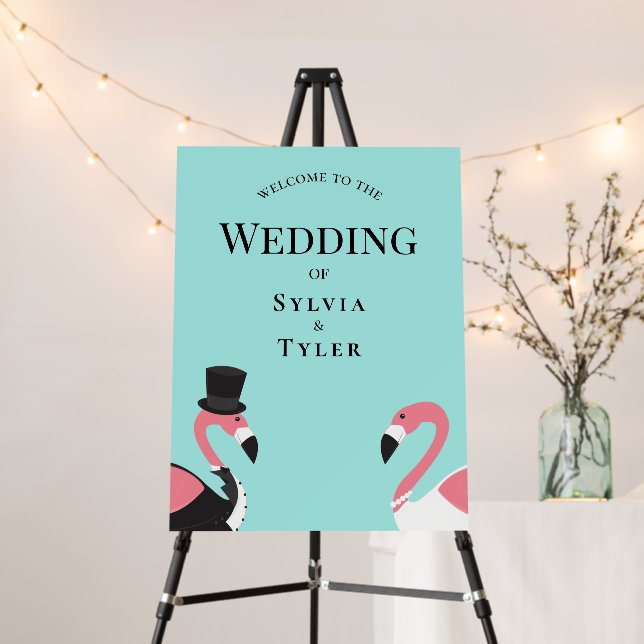 Flamingo Wedding Welcome Foam Board (In Situ (Stand))