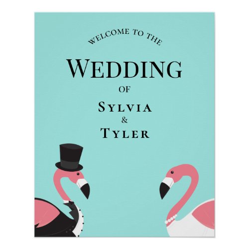 Flamingo Wedding Welcome Poster