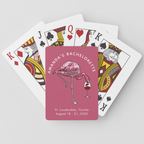 Flamingo Wine Drinker Custom Bachelorette Party Playing Cards