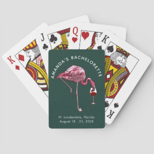 Flamingo Wine Drinker Green Bachelorette Party Poker Cards