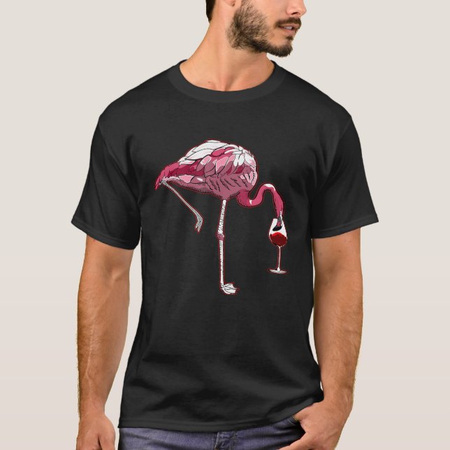 Flamingo Wine Tasting Humor Drinking T-Shirt (Front)