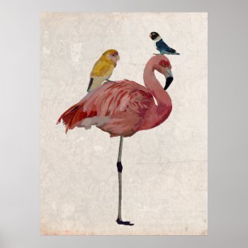 Flamingo & Wings Poster by Greyszoo at Zazzle