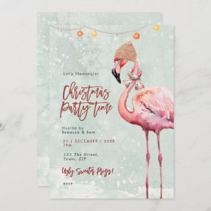 flamingo winter Christmas party invitation