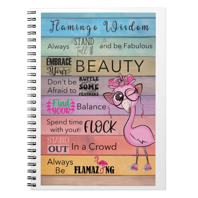 FLAMINGO WISDOM Spiral Notebook (Front)