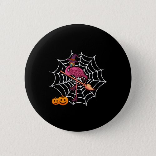 Flamingo Witch Halloween Mask Button