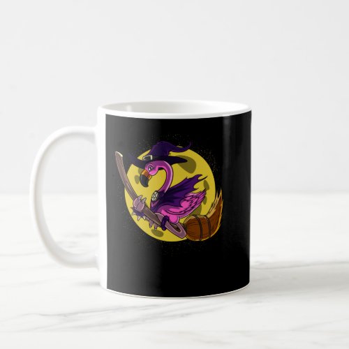 Flamingo Witch Riding Broom Magical Halloween Coffee Mug