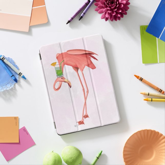 Flamingo with a Cocktail iPad Pro Cover (Desk)