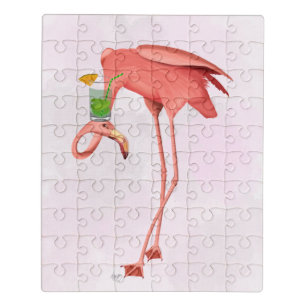 Flamingo with a Cocktail Jigsaw Puzzle
