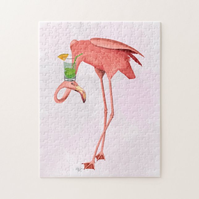 Flamingo with a Cocktail Jigsaw Puzzle (Vertical)