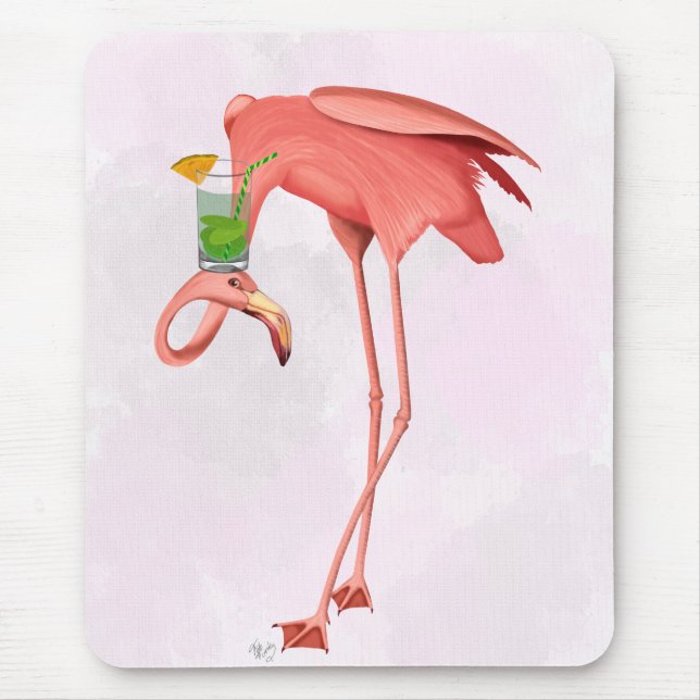 Flamingo with a Cocktail Mouse Pad (Front)
