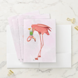 Flamingo with a Cocktail Pocket Folder