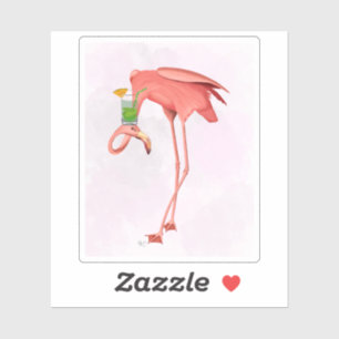 Flamingo with a Cocktail Sticker