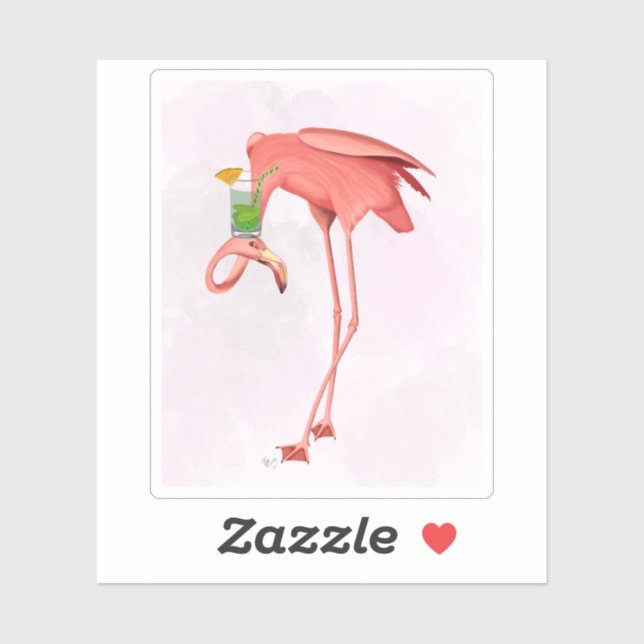 Flamingo with a Cocktail Sticker (Sheet)