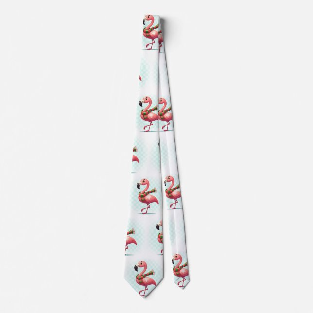 Flamingo with a Scarf  Neck Tie (Front)