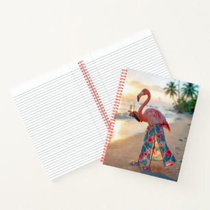 Flamingo With Champagne On a Beach Notebook