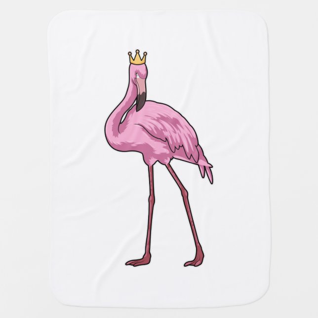Flamingo with Crown Baby Blanket (Front)