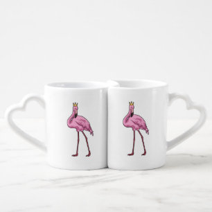 Flamingo with Crown Coffee Mug Set