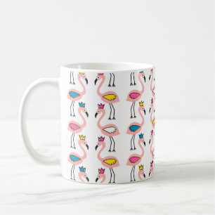 Flamingo with crown seamless pattern. coffee mug
