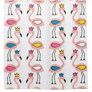 Flamingo with crown seamless pattern. shower curtain