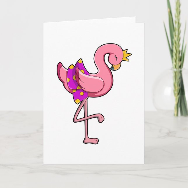 Flamingo with Crown & Skirt Card (Front)