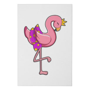 Flamingo with Crown & Skirt Faux Canvas Print