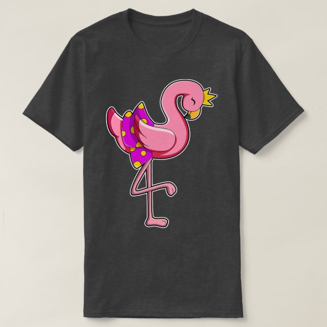 Flamingo with Crown Skirt T-Shirt (Design Front)