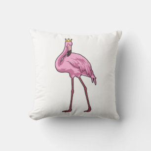 Flamingo with Crown Throw Pillow
