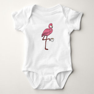 Flamingo with Cup of Coffee Baby Bodysuit