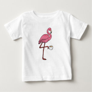 Flamingo with Cup of Coffee Baby T-Shirt