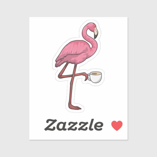 Flamingo with Cup of Coffee Sticker (Sheet)