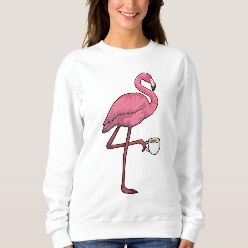 Flamingo with Cup of Coffee Sweatshirt